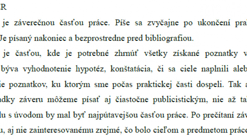 Bakalárske práce - Záver